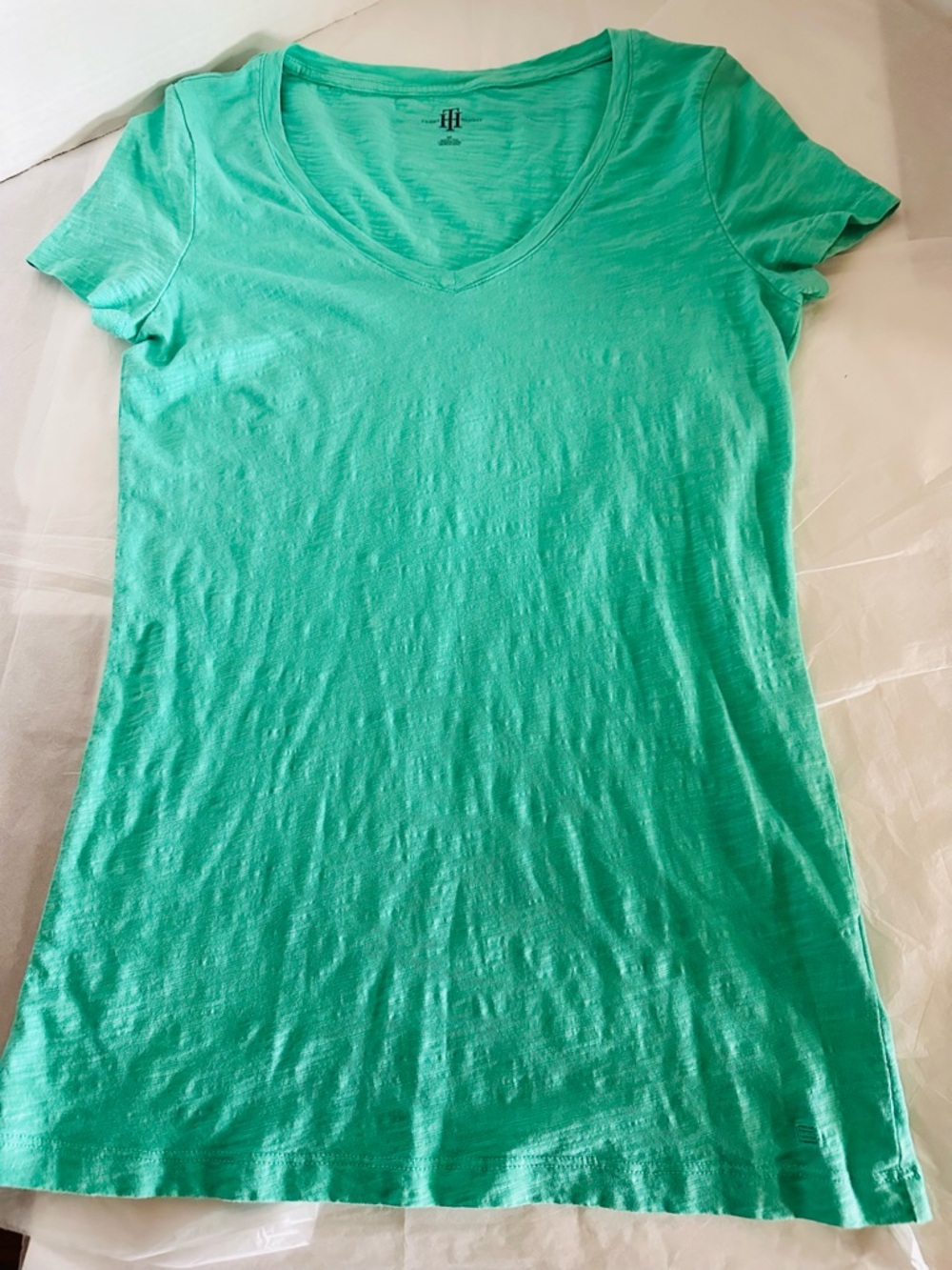 Tommy Hilfiger V-Neck Tee XL Short Sleeve Mint Green